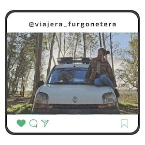 Montaje que imita un perfil de redes sociales con el nombre @viajera_furgonetera