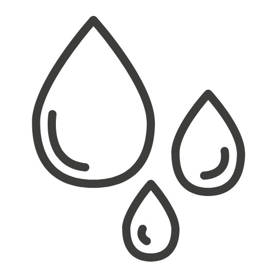Icono de 3 gotas de agua de diferentes tamaños